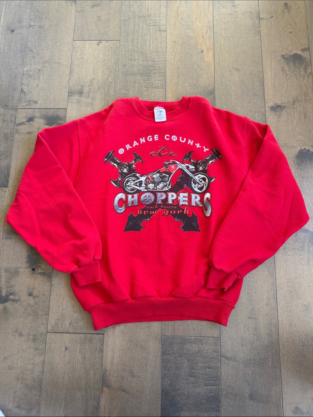 Vintage Orange County Choppers Red Crewneck Sweatshirt Graphic Motorcycle Medium